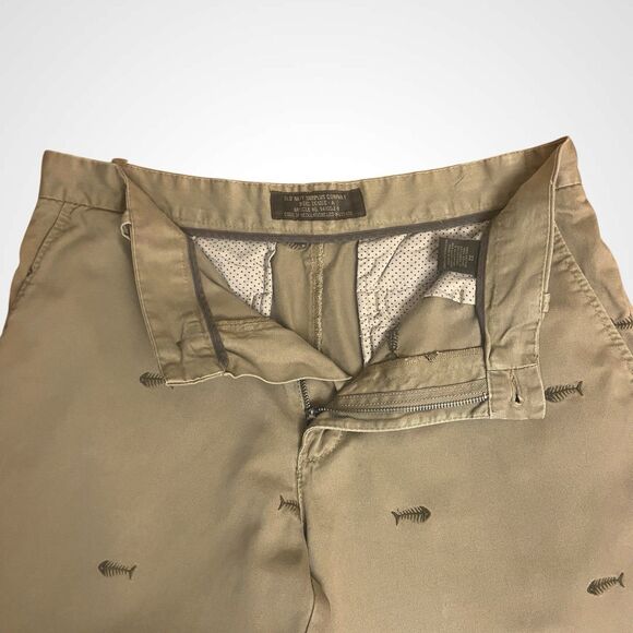 Old Navy Surplus Co Men's Shorts Size 32 Brown Cotton Embroidered Fish Skeleton - Picture 5 of 8